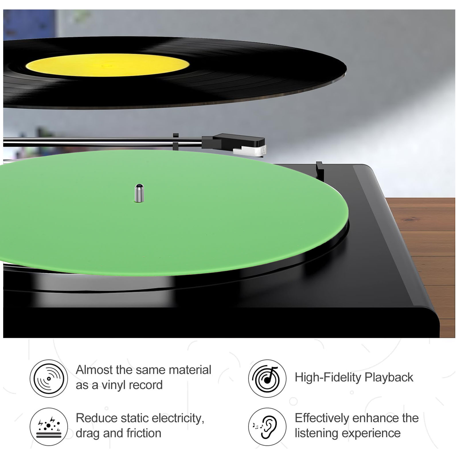 Vinyl Record Cleaner - Placa de registro slipmat acrílico turntable