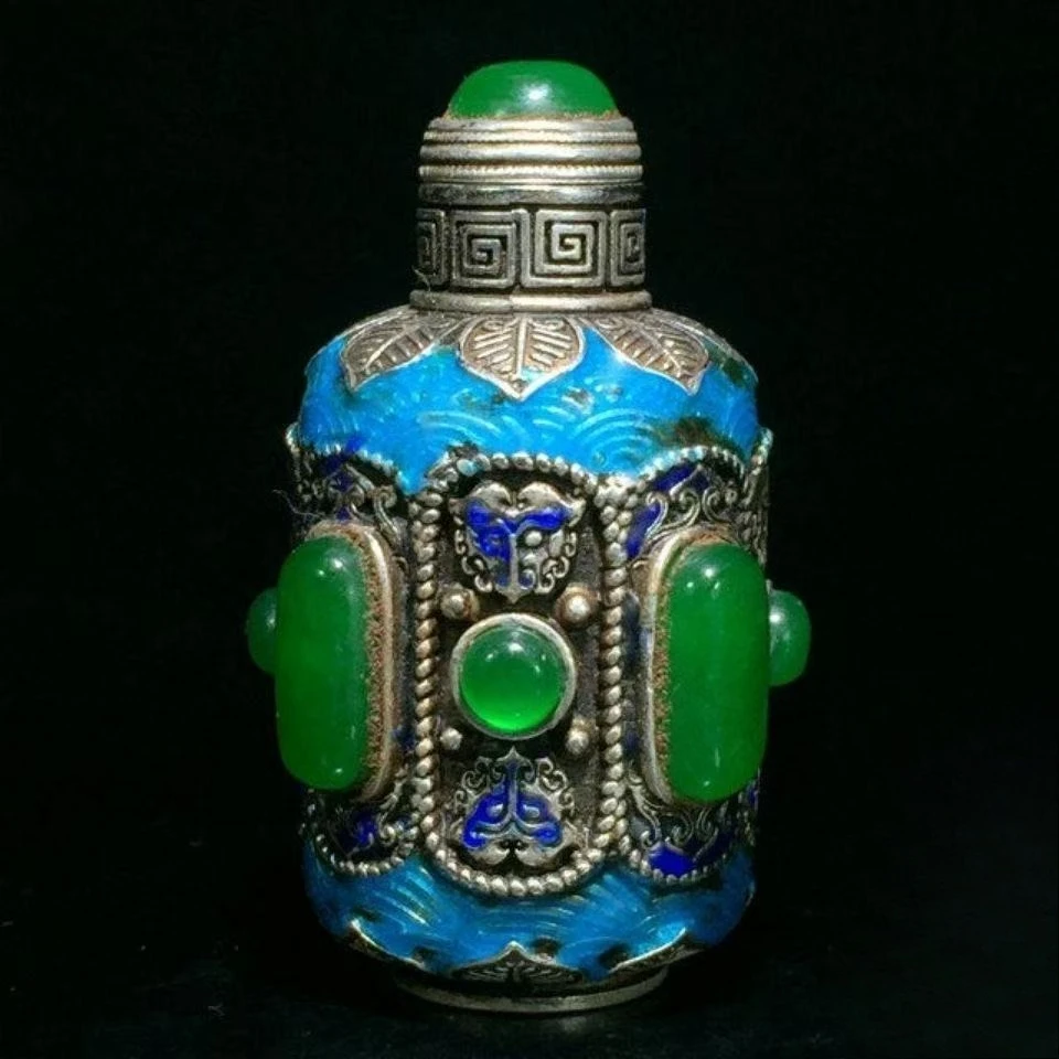 Vintage Collectible Bottles - Frasco de Snuff Antigo em Prata